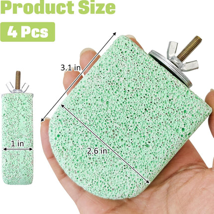 BNOSDM 4 Pcs Bird Beak Grinding Stone Chew Toy Parrot Calcium Perch Bird Stand Platform Parakeet Cage Accessories for Budgies, Cockatiels, Conures, Lovebirds, Finch (Green)