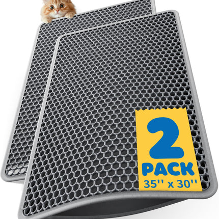 Ultra-Large Cat Litter Mat, 27'' x 19", Double-Layer, Grey