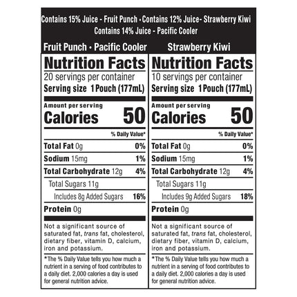 Capri Sun Fruit Punch, Strawberry Kiwi and Pacific Cooler Flavored Juice Drink Blend Variety Pack, 30 ct Box, 6 fl oz Pouches
