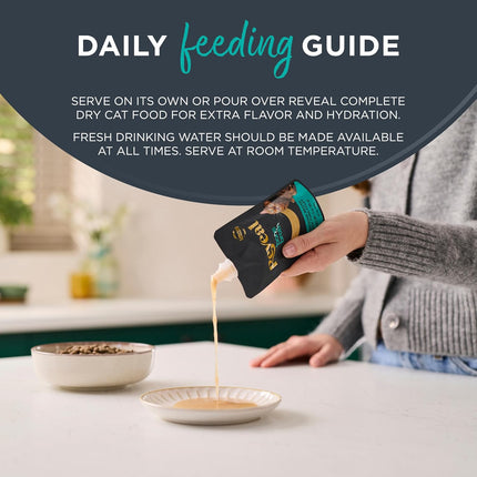 Reveal Natural Wet Cat Food, Limited and Natural Ingredients, Grain Free, High Protein with No Artificial Additives, Fish Bone Broth with Tuna Fillet (6 x 3oz Pouches)