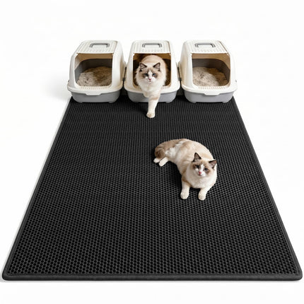 Litter Box Mat, Double-Layer Urineproof Design, 30" x 24" Gray