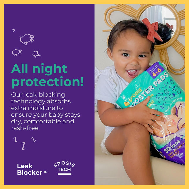 Overnight Diaper Booster Pads, Stop Diaper Leaks, Size 4-6, 30 Ct - photo 2