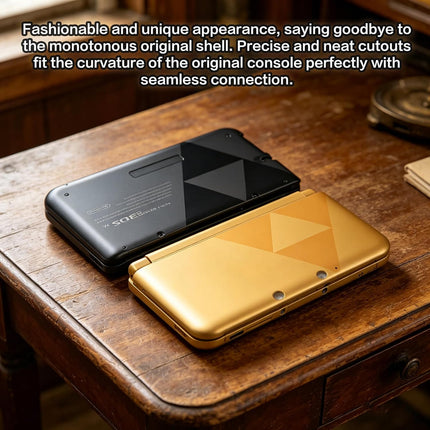 Replacement Shell for Nintendo 3DS XL, Minimalist Black Gold Protective Case, Precise Cutouts Custom Housing, Retro Gaming Style Handheld Console Replacement Cover