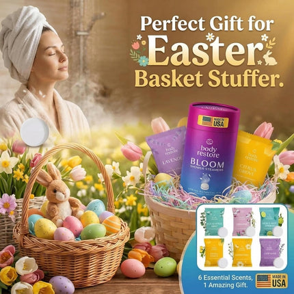 Body Restore Shower Steamers Aromatherapy 6 Pack – Easter Basket Stuffers, Easter & Birthday Gifts for Women & Men, Girls & Boys, Stress Relief & Relaxation Self Care – Bloom