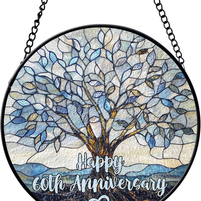 25th Wedding Anniversary Faux Stained Glass Suncatcher