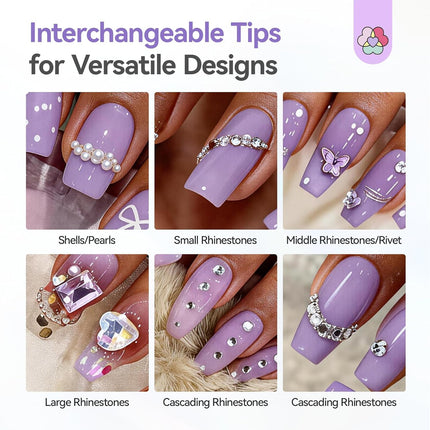 SAVILAND 4-in-1 Rhinestone Picker Tool Kit: 2Pcs Rhinestone Tool Handle Dual-Ended Applicator Pen with 12 Replacement Tips Clay All in 1 Diamond Painting Pen for Nail Art DIY Beginners Professionals