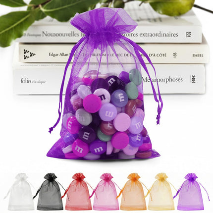 50PCS Organza Bags 5 x 7, White Small Gift Mesh Bags Drawstring Bulk