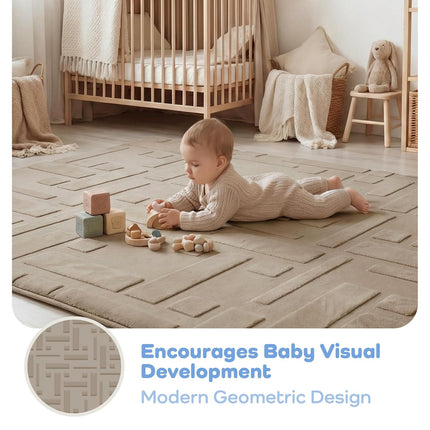 Baby Play Mat for Floor, 1.3" Thick 79x118 Plush Soft Foam Mats for Toddler Kids Crawling, Non-Slip Easy Care Nursery Rug for Playroom Living Room (Brown)