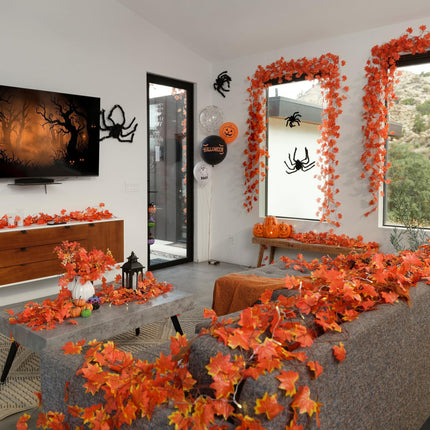 Paquete de 12 guirnaldas de hojas de otoño, enredaderas colgantes de hojas de arce artificiales de otoño, decoración de Acción de Gracias para hogar, boda, chimenea y fiesta