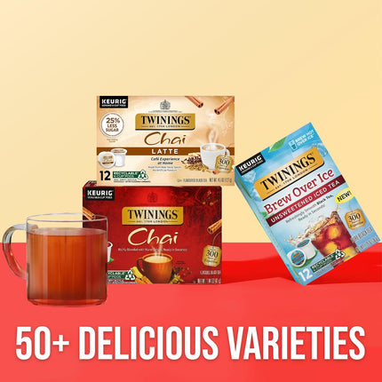 Twinings Chai Black Tea 72 K-Cup Pods for Keurig, 12 Count (Pack of 6), Naturally Sweet, Savoury Spice Flavour, Caffeinated, Enjoy Hot or Iced