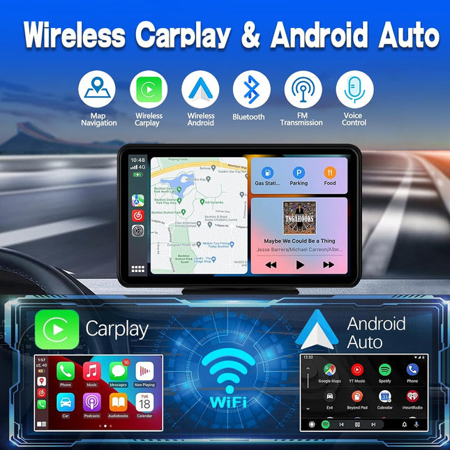 Wireless Carplay Screen for Car 7" HD Portable Car Stereo Touchscreen with Apple CarPlay and Android - photo 2