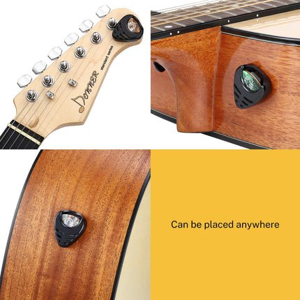 Guitar Picks Holder, with Picks Case 3 Pack, 10pcs Guitar Picks Contains Thin, Medium, Heavy Picks, 9pcs 3M Stickers, Suitable for Acoustic Guitar Electric Guitar Bass Ukulele Banjo