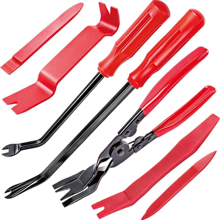 7 Pcs Car Trim Removal Tool Kit with Non-Scratch Plastic Pry Tool and Fastener Clip Pliers, Car Trim Removal Tool, for Auto Interior Car Panel Detachment, Dashboard, Door Clips & Upholstery