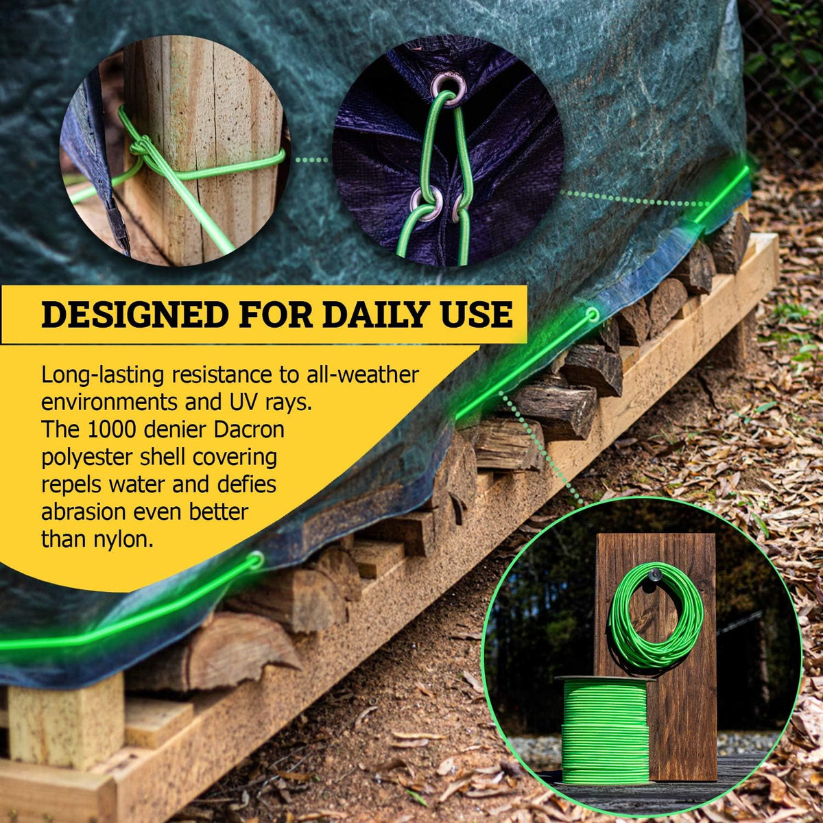 Marine Grade Bungee Cord - 100% Elastic Cord, Dacron Polyester Bungee Shock Cord for DIY, Tie Downs - photo 4