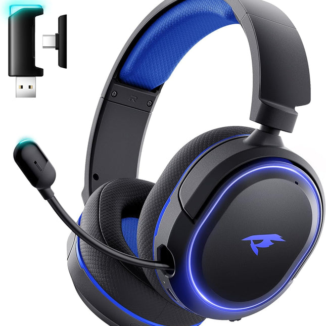 Wireless Gaming Headset, 7.1 Surround Sound, 2.4GHz USB Gaming Headphones with Bluetooth 5.4, 100H Battery, ENC Noise