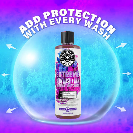 Chemical Guys CWS20716A Car Wash, Dry & Shine Bundle - Extreme Bodywash & Wax Foaming Car Wash Soap, 16 oz + After Wash Gloss Boosting Drying Aid (16 oz) (2 Items) Works on Cars, Trucks, SUVs