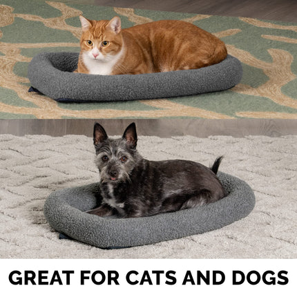 Cama para perros pequeños y gatos de interior, lavable, tamaño para jaulas - almohadilla de jaula con refuerzo de vellón Sherpa - gris, pequeña
