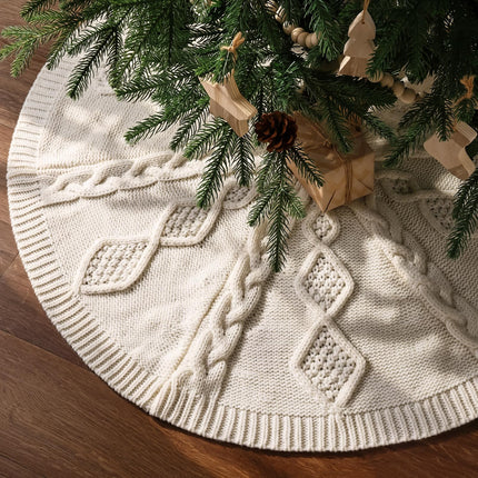 Knit Christmas Tree Skirts, Neutral Tree Skirt, Cozy Christmas Decorations