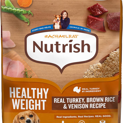 Nutrish Rachael Ray Healthy Weight Adult Dry Dog Food Real Turkey, Brown Rice & Venison Recipe, 12 lb. Bag