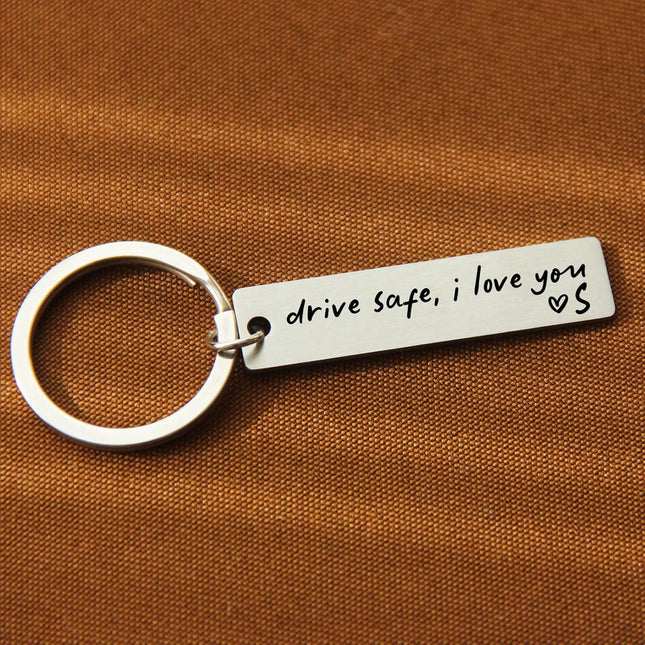 Key Chain Drive Safe I Love You Engraved Initial Personalized Gift for Husband Boyfriend - photo 2