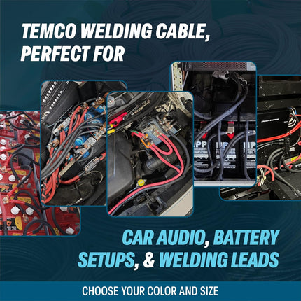 TEMCo 4 Gauge AWG 25 Ft Black + 25 Ft Red Flexible Pure Copper Made in USA Welding Cable Battery Wire - Heavy Duty Solar, Inverter, Car, RV, Truck