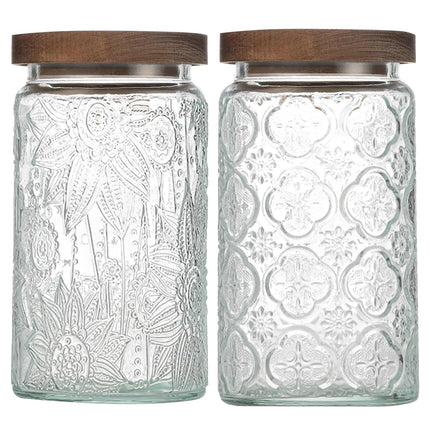 Vintage Glass Jar with Lid, Airtight Candy Coffee Canister Food Storage