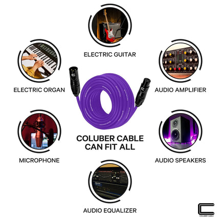 Balanced XLR Cable Male to Female - 1.5 Feet Purple - Pro 3-Pin Microphone Connector for Powered Speakers, Audio Interface or Mixer for Live Performance & Recording