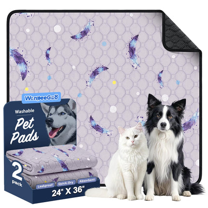 Washable Dog Pee Pads, Non-Slip Waterproof, 36 x 41 in, 2 Pack, Feather