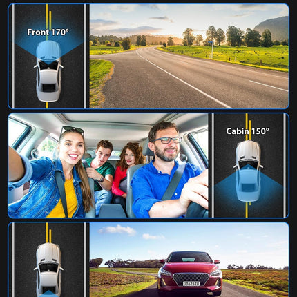 Dash Cam Front and Rear, 1080P Dash Camera for Cars, 3 Channel Car Camera Front Rear and Inside with 32GB Card, Loop Recording, Night Vision, HDR, 24Hr Parking, G-Sensor