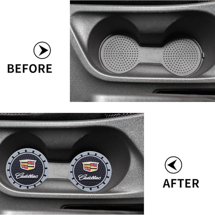Car Cup Coaster, 2PCS Universal Non-Slip Cup Holders, Compatible with Cadillac Series Car Cup Holder Coasters，Car Drink Coaster Holder Accessory, Black