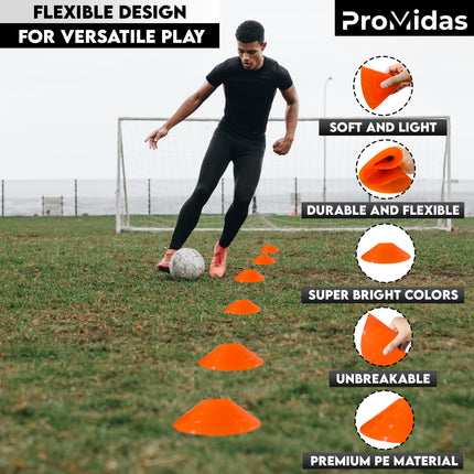Disc Soccer Cones for Training Kids - 25/50/100/200 Small Plastic Cones for Sports Training - Flexible Conos for Soccer Practice Equipment, Basketball & Football Drills Equipment