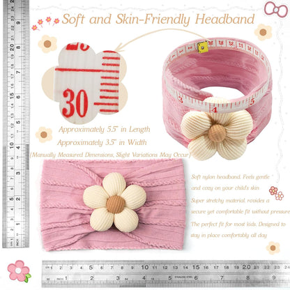 5 Pcs Baby Flower Headbands Baby Girls Nylon Headbands Soft Hairbands Hair Accessories for Newborn - photo 4