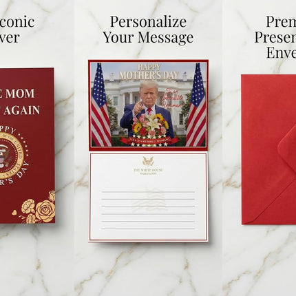 Funny Trump Mother’s Day Greeting Card - Make Mother’s Day Great Again Gift for Mom, Wife & Grandma - Premium 5x7 Presidential Style Stationery with Red Envelope