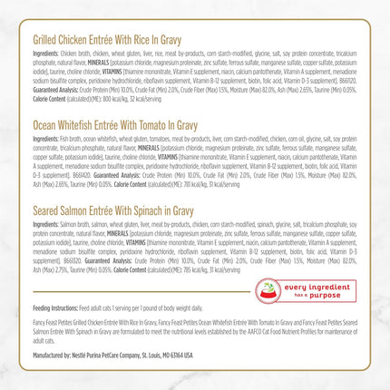 Purina Fancy Feast Gourmet Wet Cat Food Variety Pack, Petites Gravy Collection, break-apart tubs, 48 servings - (Pack of 24) 2.8 oz. Tubs