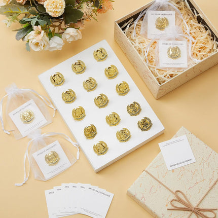 Sureio 30 Set Student Council Lapel Pins Bulk 2026 Graduation Souvenir Gifts Gold School Award Badges 1 Inch with Card, Organza Bag for Student Teacher Congrat Grad Party