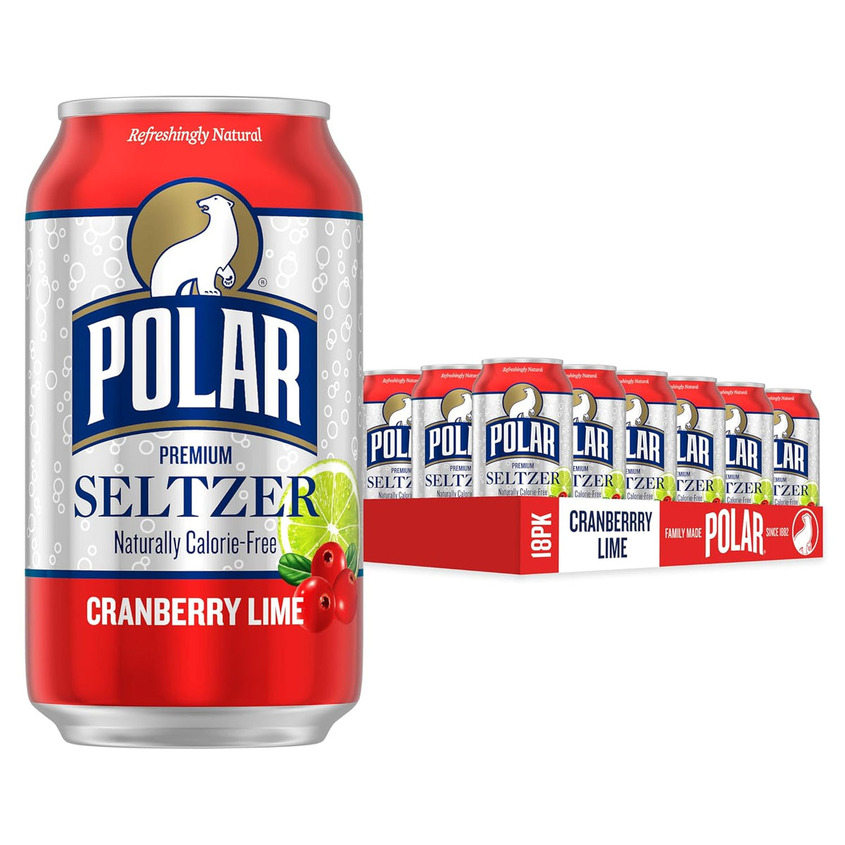 Seltzer Water Cranberry Lime, 12 fl oz cans, 18 pack