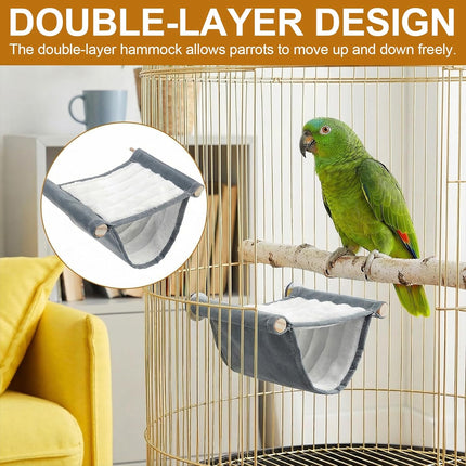 Bremorou Bird Hammock for Cage Winter Warm Parakeet Bed Double Layer Bird Nest Parrot Bed for Cage Snuggle Hut Hamster Small Pets