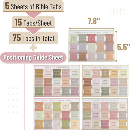 Mr. Pen- Bible Tabs, 75 Boho Theme Laminated Tabs for Women and Men, Tabs for Study Bible, Large Print Bible Index Tabs, Book Labels, Mr. Pen Bible Tabs