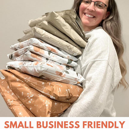 Poly Mailers 14.5x19-25 Pack Biodegradable Shipping Bags for Clothes and Large Items - Impack Self-Seal Waterproof Thick Mailing Envelope for Accessories & Clothing - Floral Chestnut