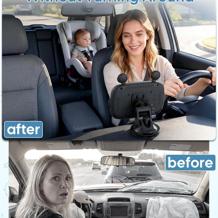 HD 1080P Day& Night Vision Car Seat Camera - Easy to Install 150° Wide Angle Baby Car Camera for Full Backseat View - Brightness Adjustment Monitor Fits Most Cars,SUVs,Trucks