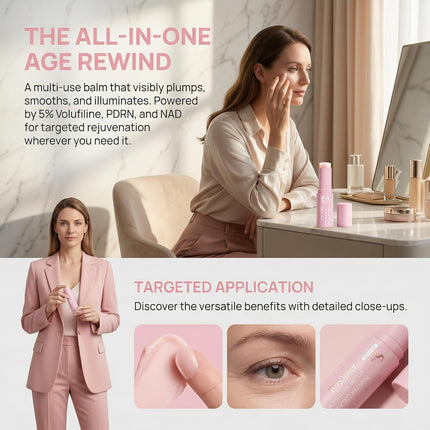 PDRN Pink Collagen Volume Multi Balm | All In One Volufiline, PDRN, NAD Stick for Youthful-Looking, Helping Look of Fine Lines, Firming Care, Anti-Aging Care | For Under-Eyes, Neck, Forehead (1pc)