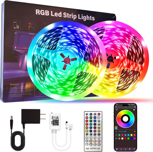 Led Lights for Bedroom 200 FT (2 Rolls 100 FT), with Remote and Application Control RGB Color Changing LED Strip