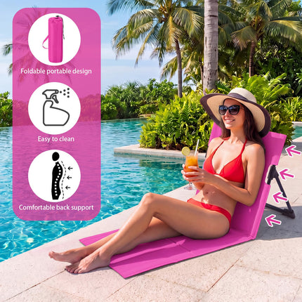 Foldable Floor Chair Lounge Mat with Backrest, Rose Pink, Regular, Solid