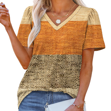 T Shirts for Women V Neck Dressy Casual Blouses Puff Short Sleeve Summer Tops Loose Fit
