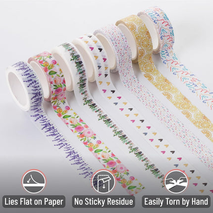 Mr. Pen- Washi Tape Set, 21 Rolls, Assorted Sizes, Floral, 5 Yards/Roll, Washi Tape for Scrapbook, Arts, Crafts, Journals and Planners