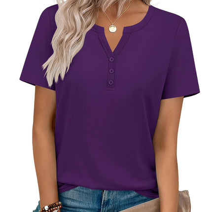 Blusas de verano para mujer con cuello V y manga corta, elegantes y casuales