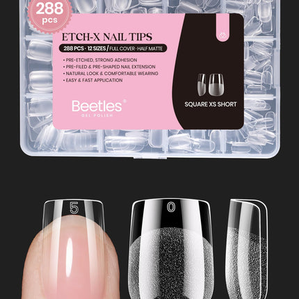 Soft Gel Nail Tips Short Almond 288pcs in 12 Sizes Etch-X