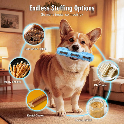 Bite and Brush Chew Toys for Small and Medium Breeds，Dogs Dental Chew，Teething Chew Toys，Toothbrush Toy for Cleaning Teeth and Keeping Dogs Busy(3-Pack)