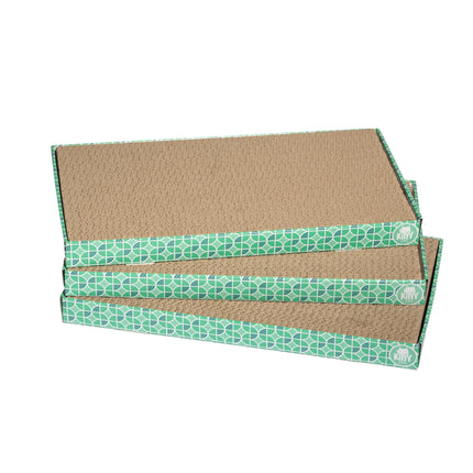XL 3-Pack Cat Scratcher Pads – Durable Corrugated Cardboard Scratch Pads – Double-Sided for Longer Use, Cat Claw Maintenance & Furniture Protection, Cat Scratching - 10" x 18"
