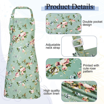 3 Pack Floral Adjustable Aprons with Pockets for Women - photo 3